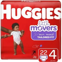 Best Sale ⌛ Huggies Little Movers Diapers Size Size 4 (22-37 Lb.) 💯