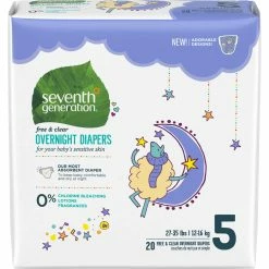 New ⌛ Seventh Generation Free & Clear Stage 5, 27-35 Lbs Overnight Baby Diapers 20 Count 👏
